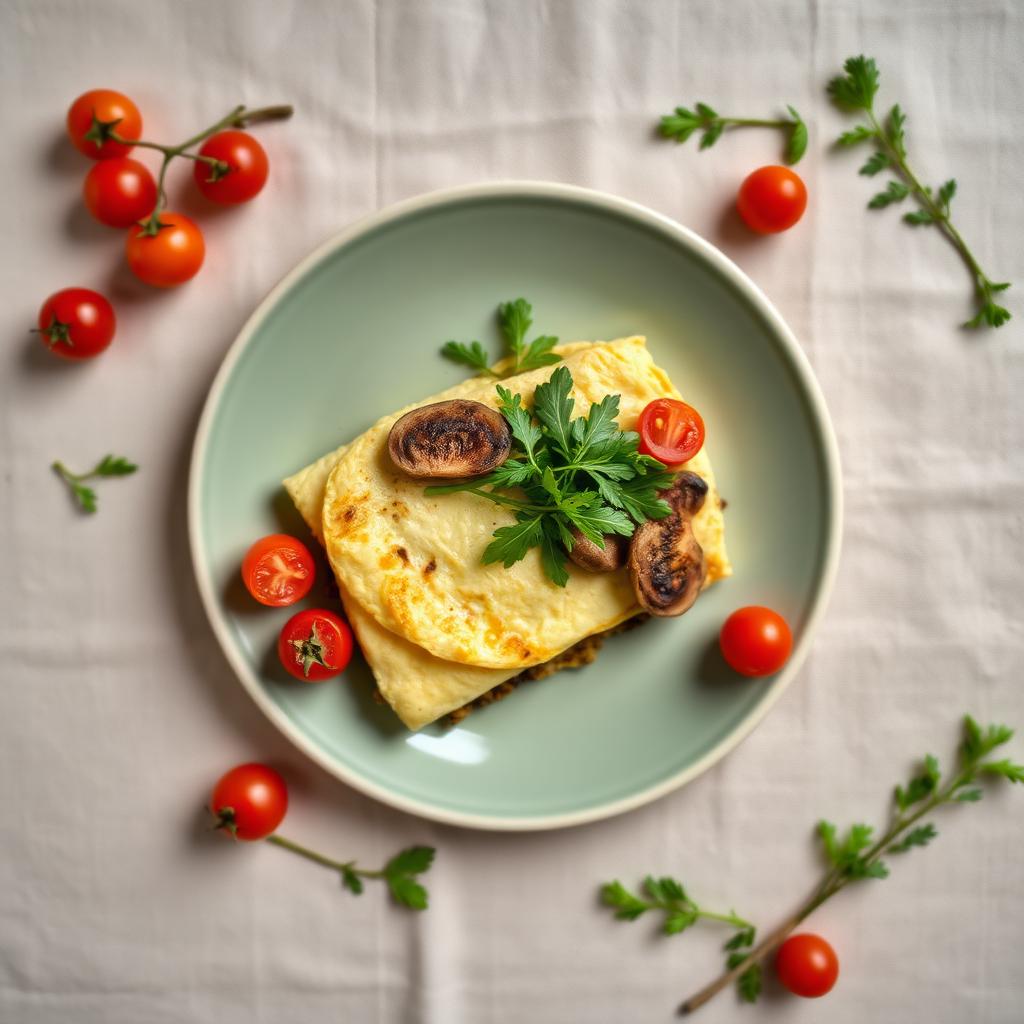 Омлет с грибами и рукколой